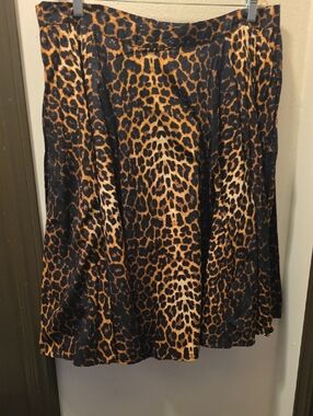 Hell Bunny Leopard Print Circle Skirt - Black & Brown Size 3X